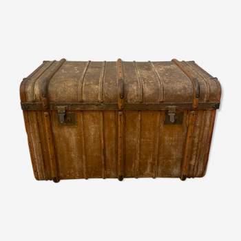 Antique trunk monogrammed coated canvas