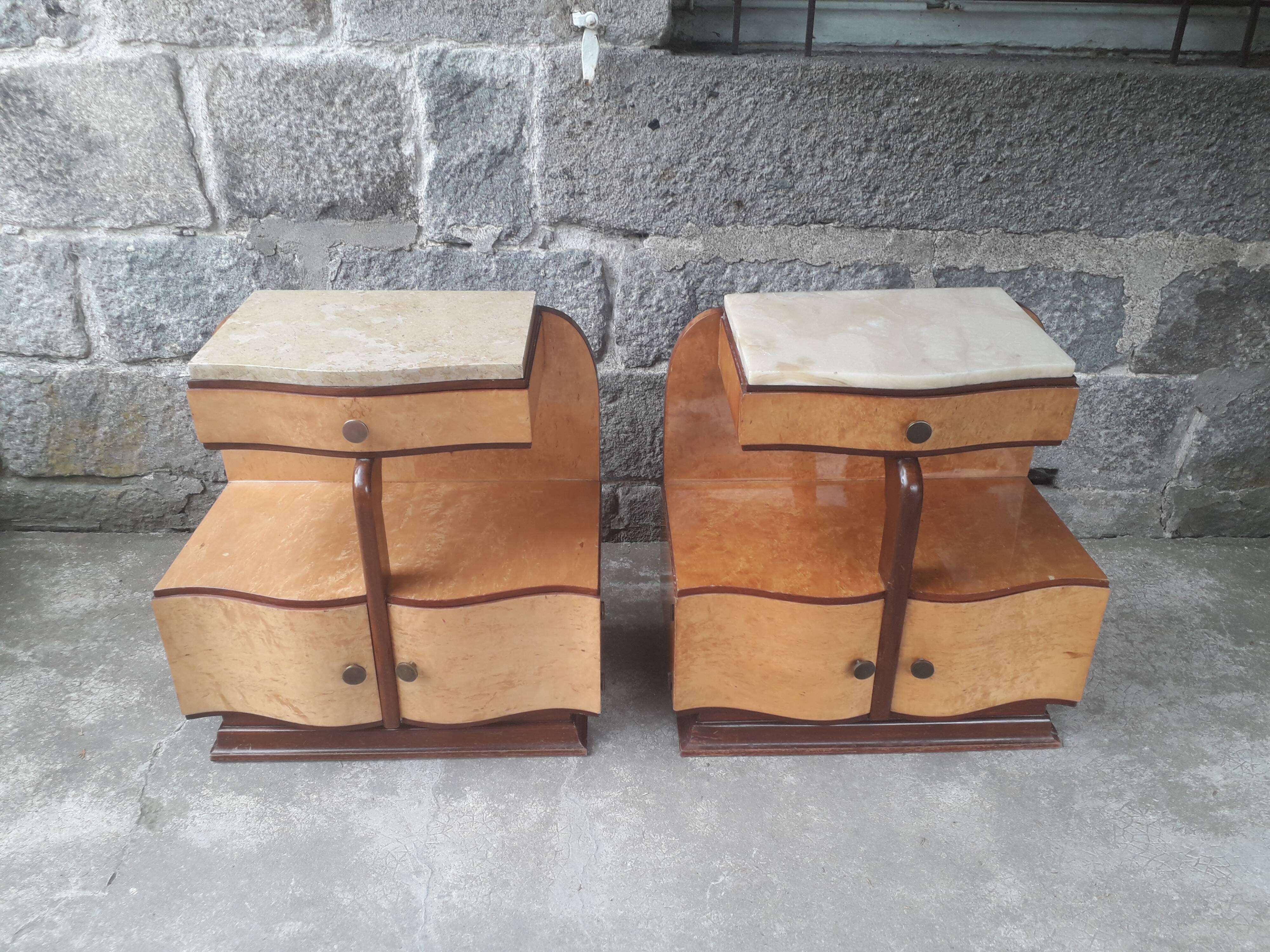 Pair of art deco bedsides
