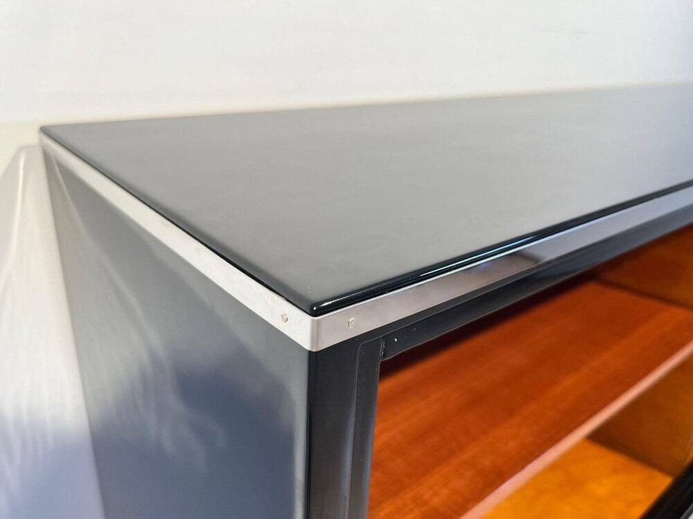 Vintage Bauhaus Office Cabinet in Black Lacquer and Mahogany, 1930