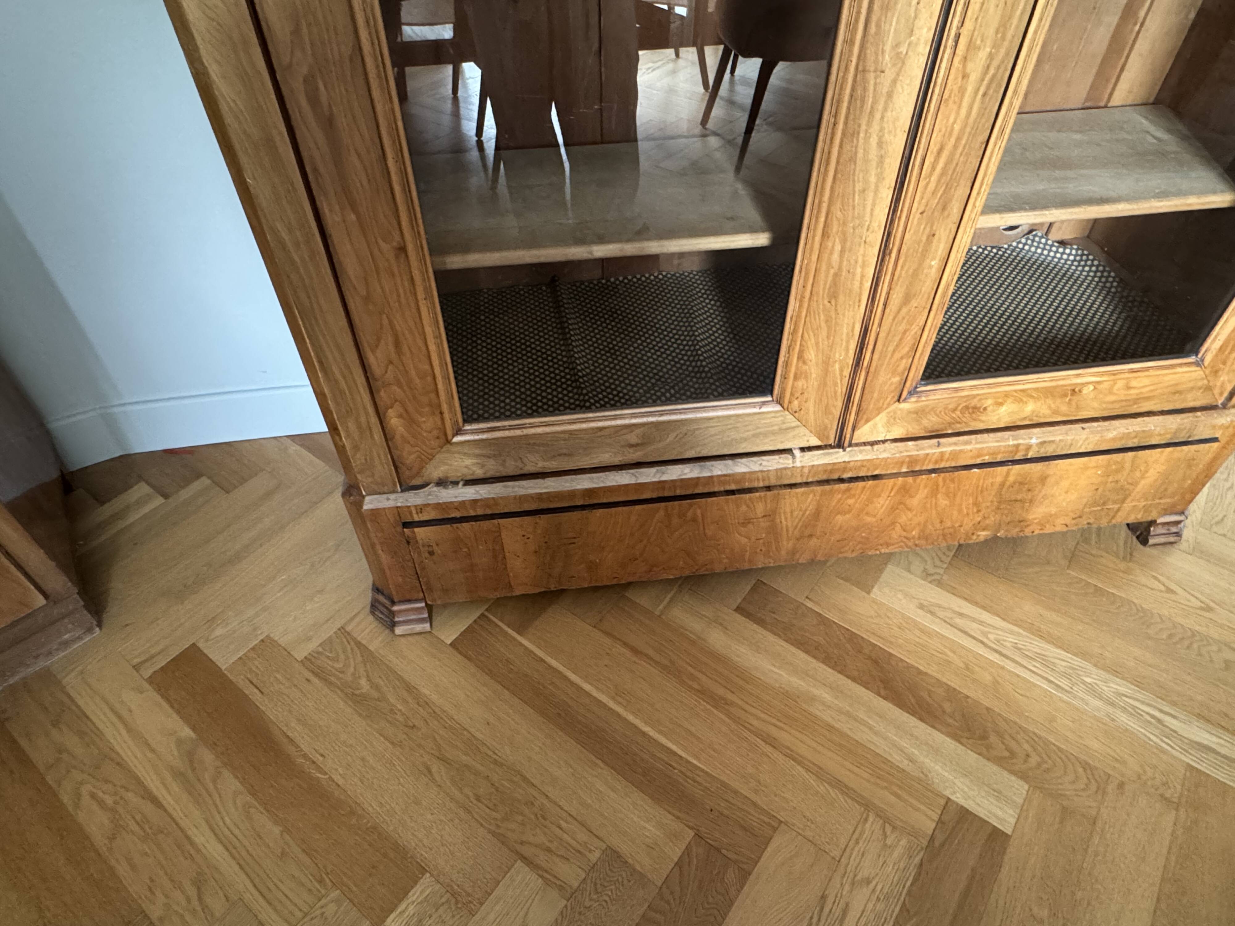 American walnut glass cabinet/bookcase