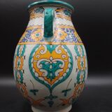 Vase pot with two handles in Moroccan ceramic signed Fes Moroccan
