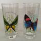 Verres à orangeade en verre décor papillon vintage