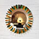 Crystal glass wall mirror, italy 1960's