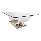 Lucite and brass arch coffee table, 1970s