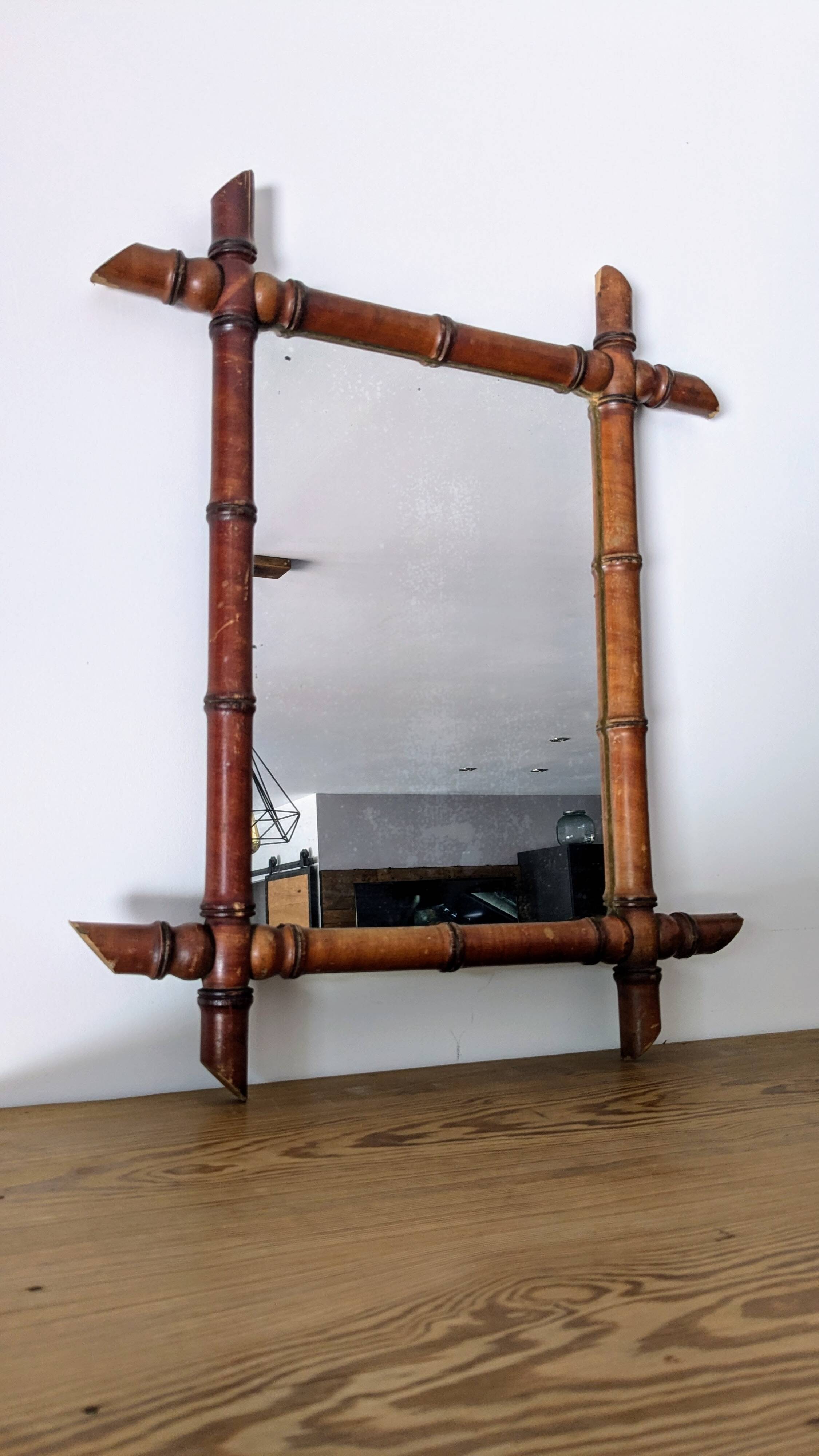 Vintage bamboo mirror 60 x 50 cm