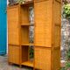 Bamboo cabinet woven and modular pine vintage 1960