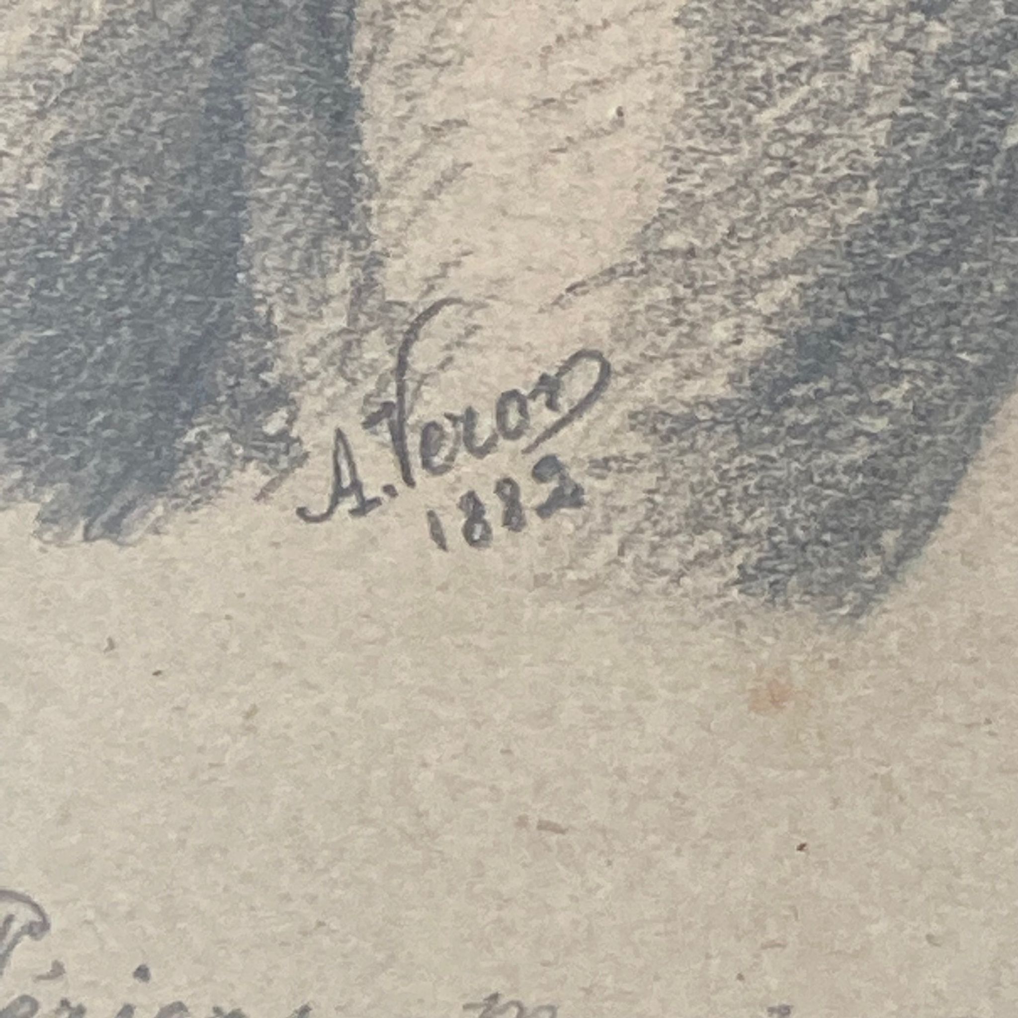 Pencil drawing of a Norman woman by Alexandre René Veron