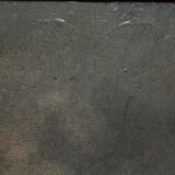 Oil on panel depicting a port from the early 20th century