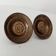 Pair of antique Empire furniture knobs from the 19th century in solid bronze.