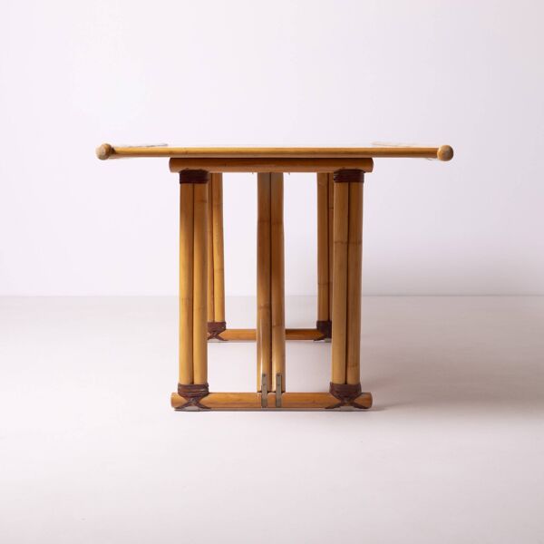 Table pliante postmoderne en bambou, Italie, années 1980