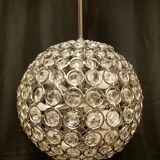 Magnificent modern suspension of very good quality, Sputnik type. Chrome steel, crystal pendants