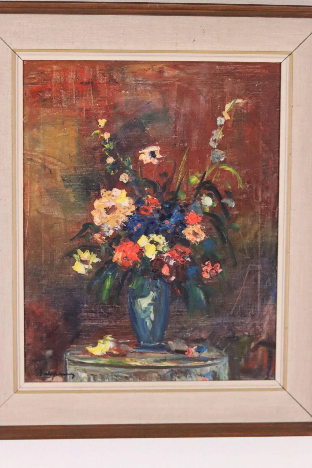 Original Oil on Canvas – “Still Life Vase” – Framed 45 × 54 cm