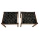 Mid-Century Modern Brown Leather and Wood Pair of Stools