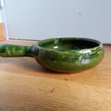 Olive green glazed terracotta fondue pot