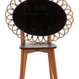 Miroir en rotin ovale années 60/70