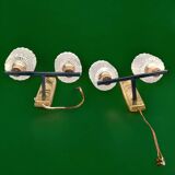 Pair of wall sconces in gilded brass and textured glass