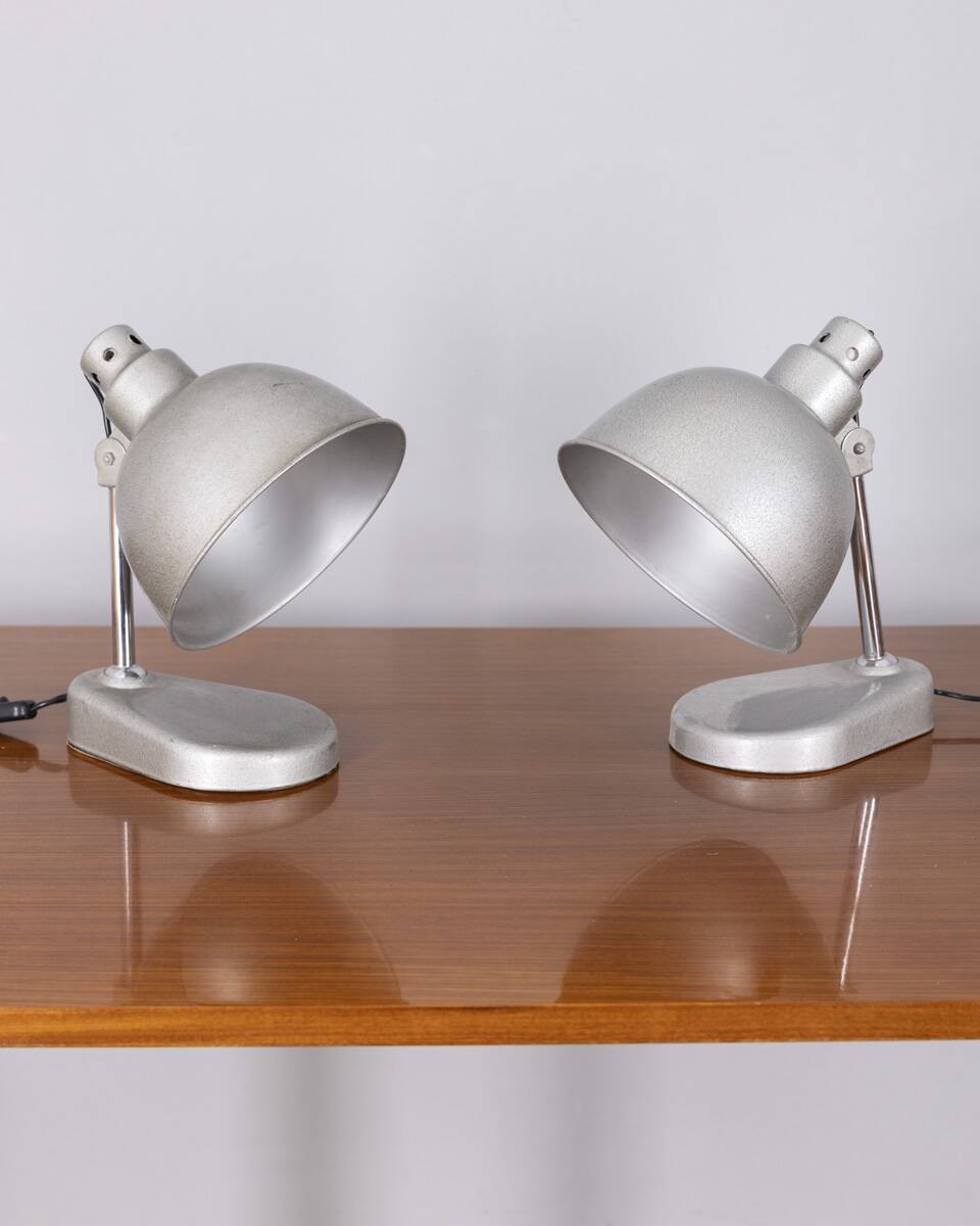 Pair of vintage 1960s metal table lamps by Seminara design