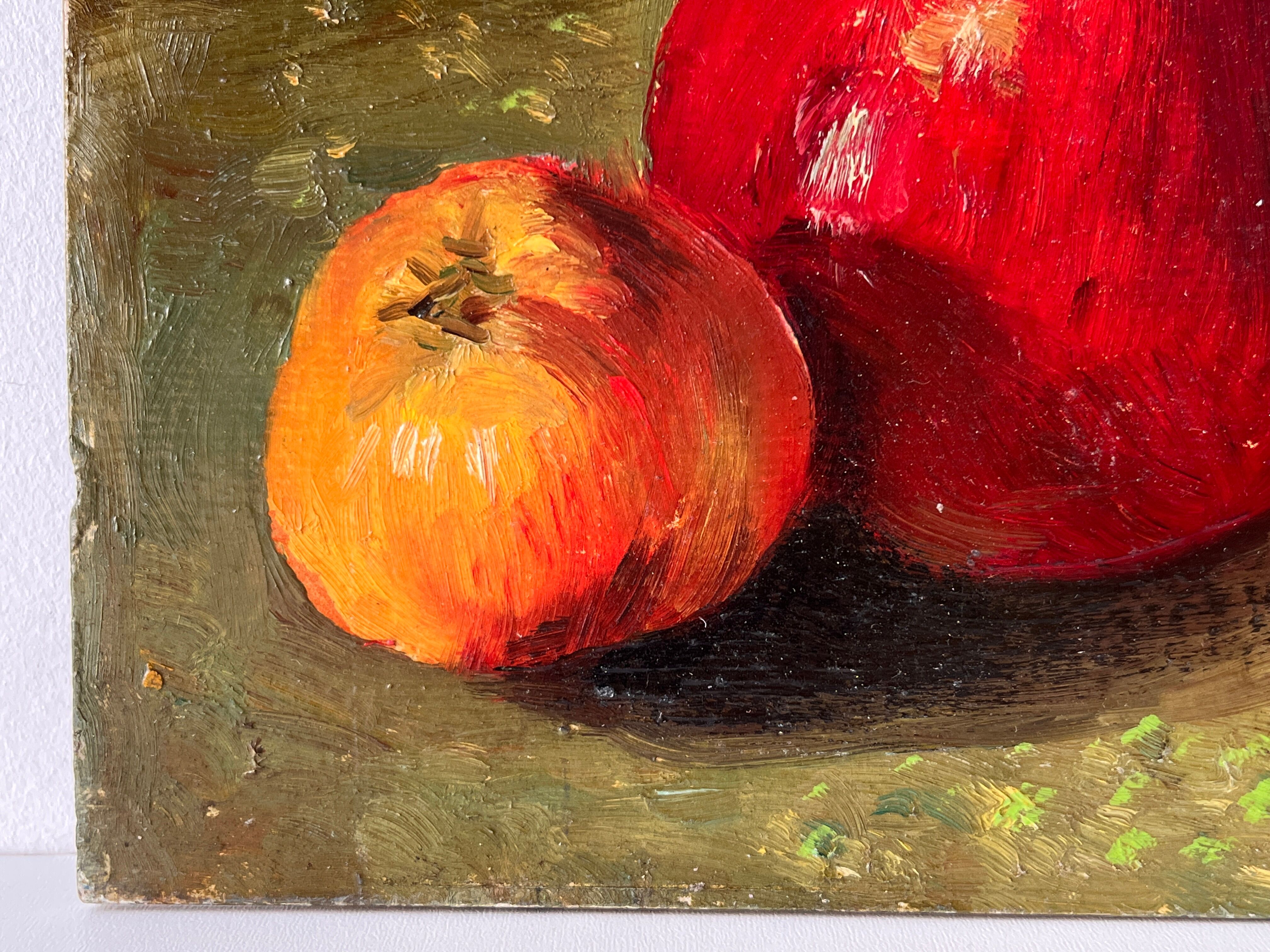 Authentic still life with apples circa 1959, oil painting