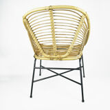 1960s Scandinavian modern rattan bucket armchair, Denmark