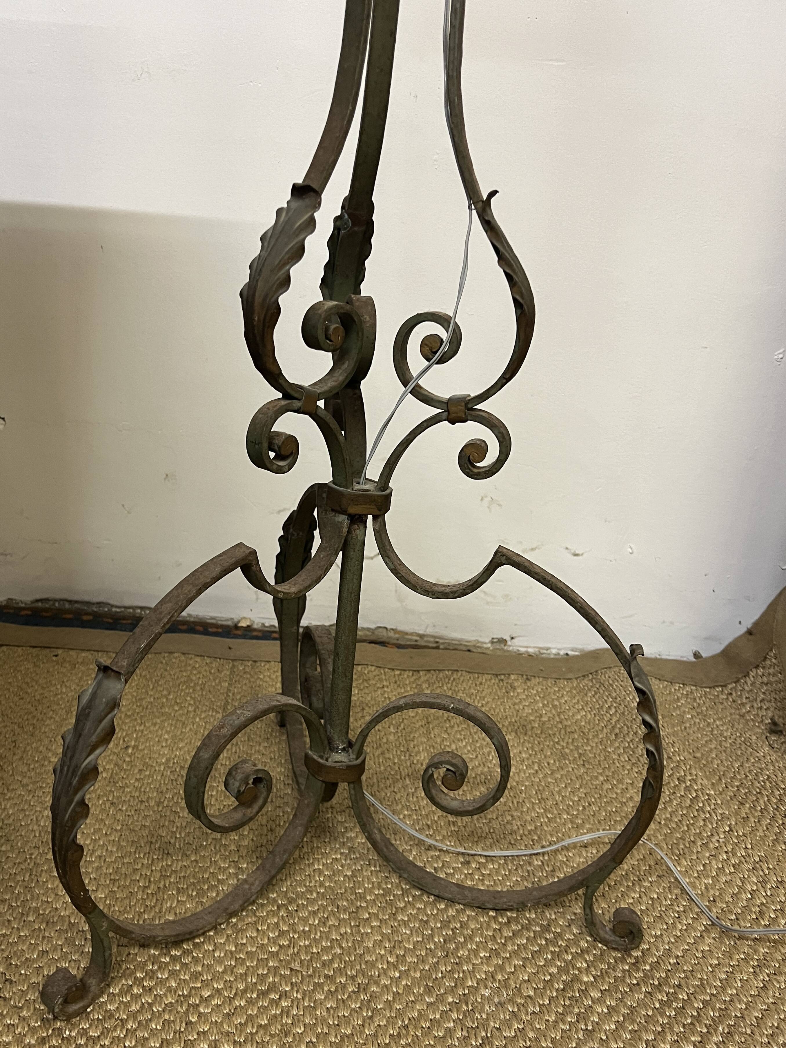 Art Deco wrought iron floor lamp base from the 1940s