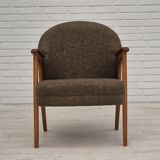 1960s, Danish armchair, furniture wool/cotton fabric, teak wood.