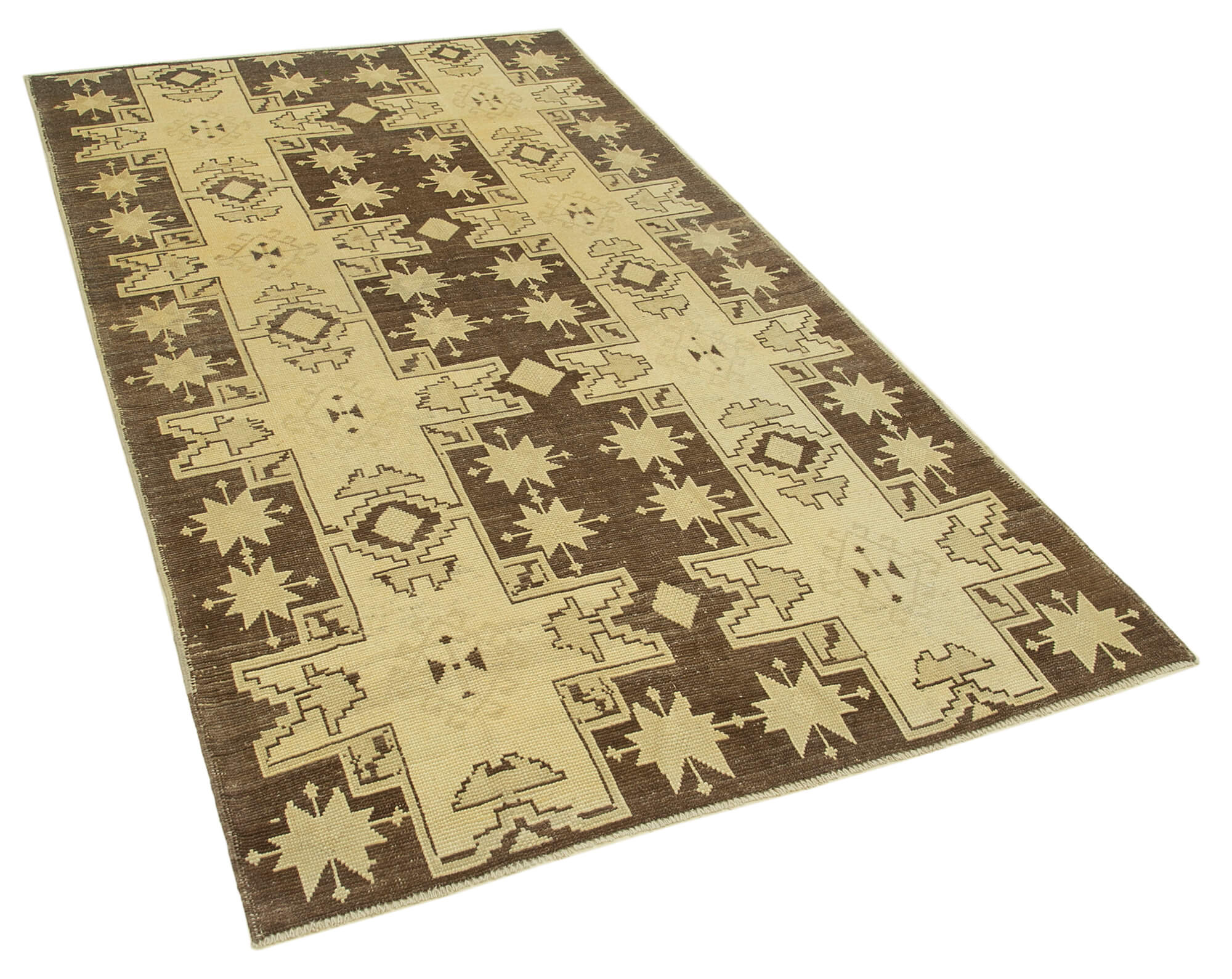 1950s hand-knotted turkish beige rug 135 cm x 236 cm