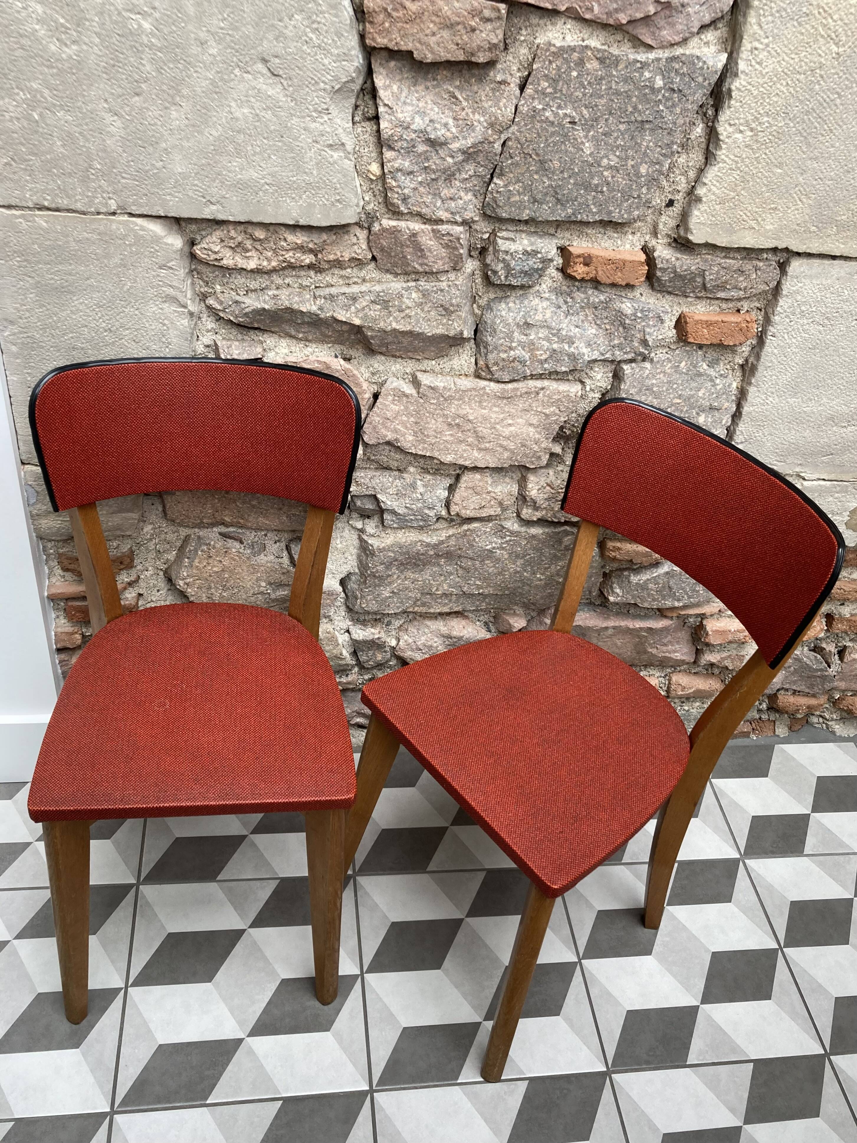 Pair of red bistro chairs