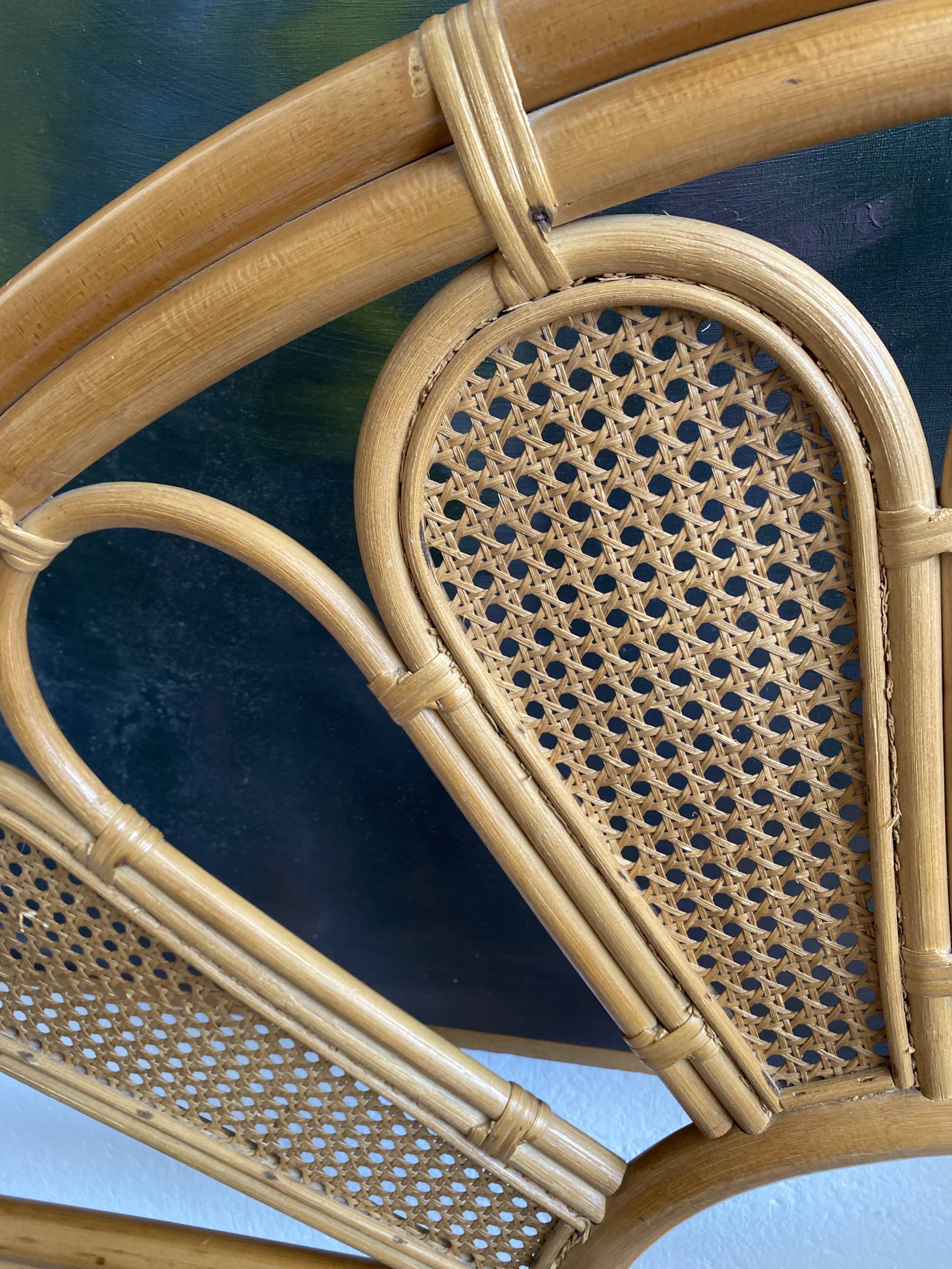 Vintage rattan headboard and peacock cannage