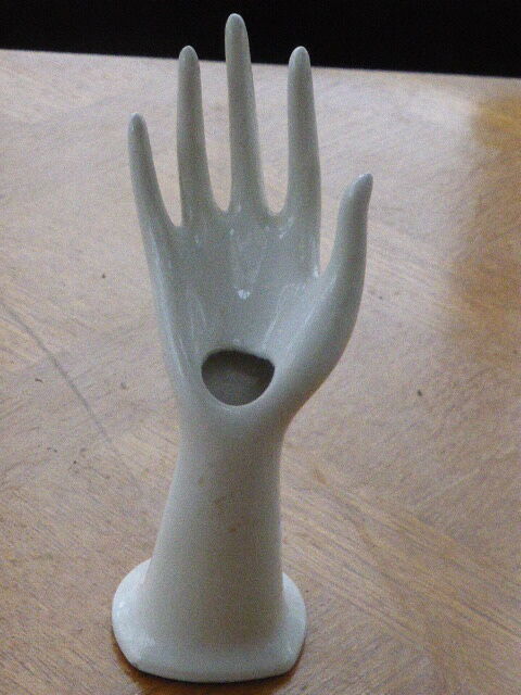 White enamelled ceramic hand, 1970