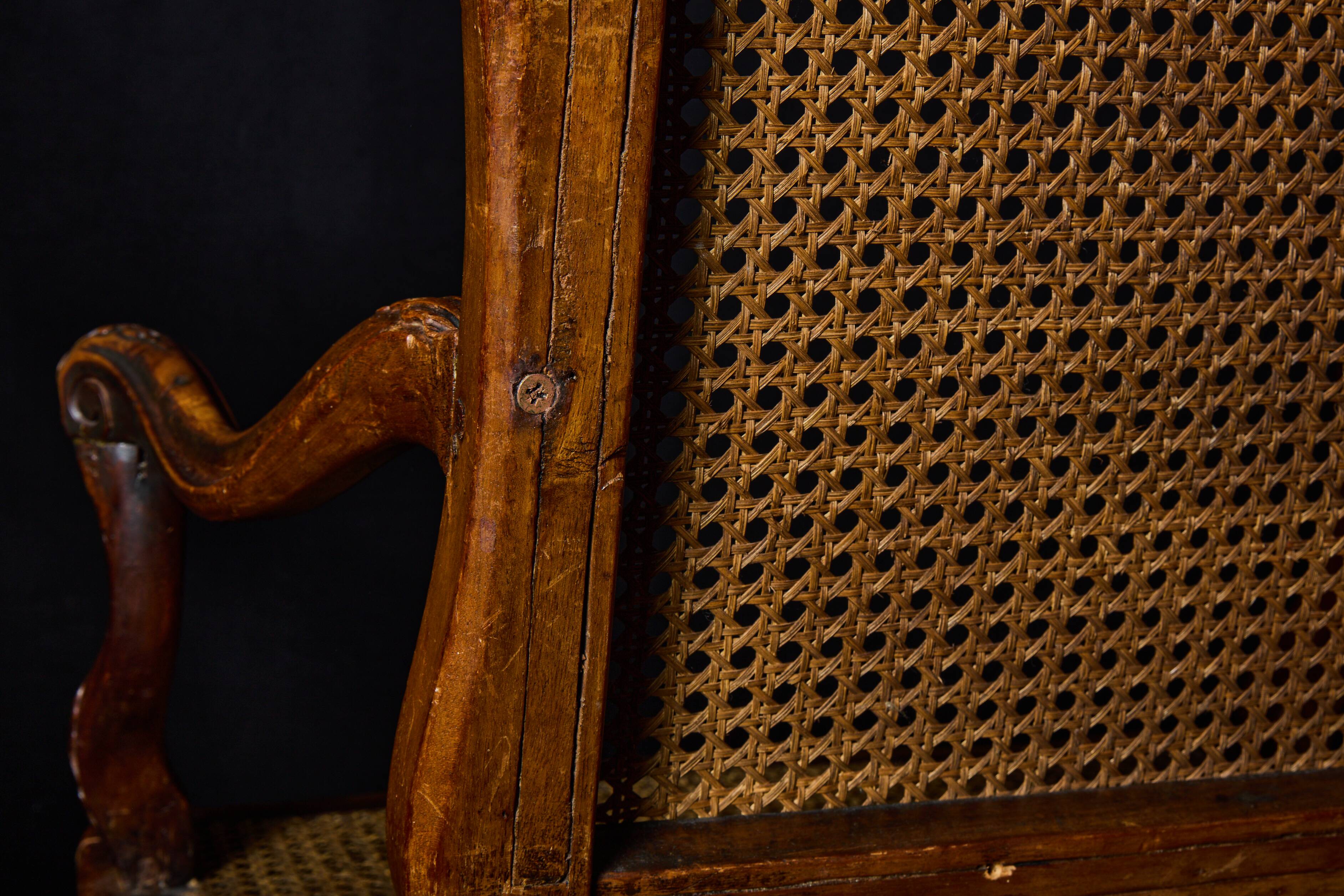 🪑 Pair of Louis XV caned armchairs in carved solid wood