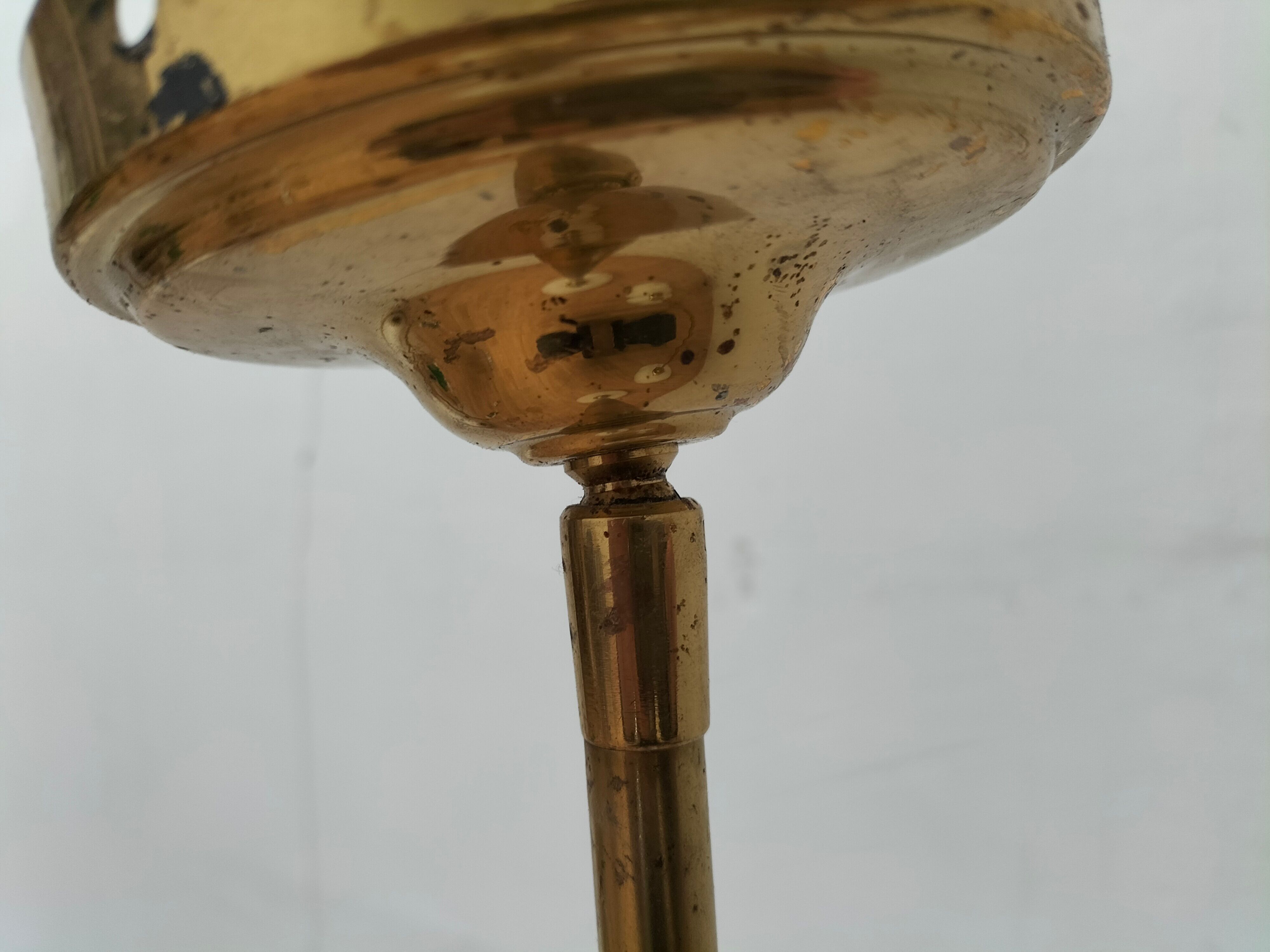 Pair brass and glass chandeliers