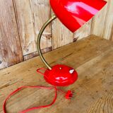 50s desk lamp in red enamelled tole.