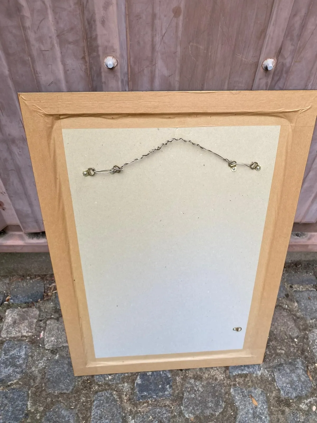Large wall mirror 50x70 cm — Patinated & beaded blue petrol wooden frame