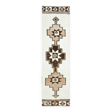 1970s Vintage Turkish Hand-Knotted Wool Cotton Beige Runner Rug 85x310