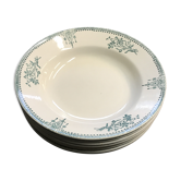 8 assiettes terre de fer en faïence de St Amand motif végétal