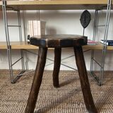Brutalist wooden tripod stool