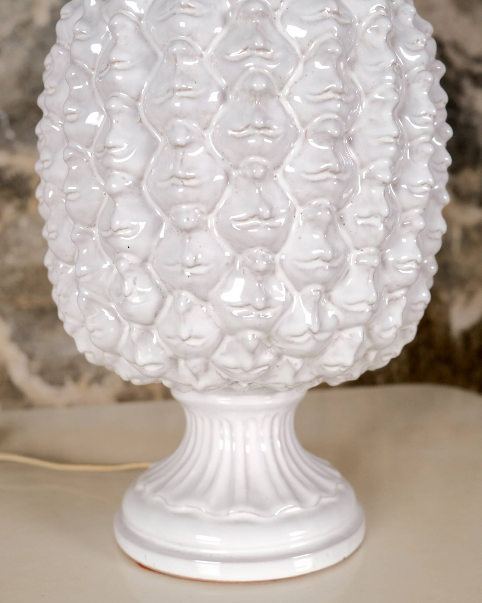 Large ceramic pineapple lamp base, Italy, 1980s