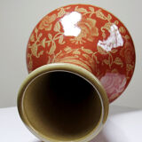 20th century Chinese vase, hand-painted ceramic in an unusual red hue.