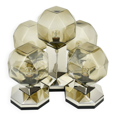 Motoko Ishii brass and glass ceiling light from the 1970s for Staff Leuchten