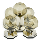 Motoko Ishii brass and glass ceiling light from the 1970s for Staff Leuchten