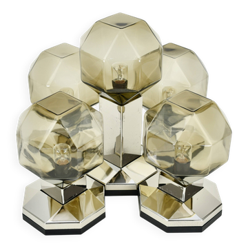Motoko Ishii brass and glass ceiling light from the 1970s for Staff Leuchten