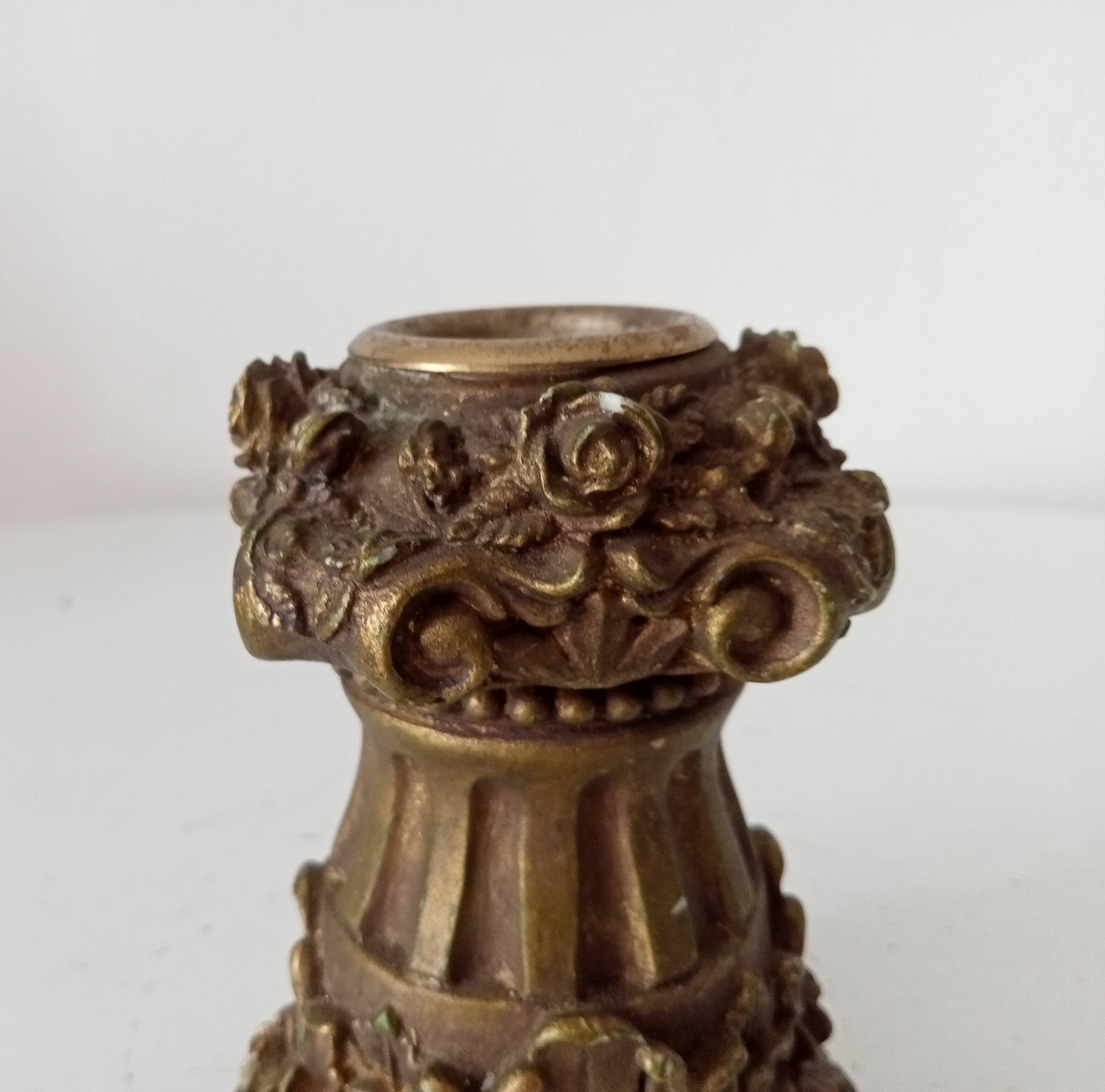 Vintage candlestick Gargoyles studio in golden resin