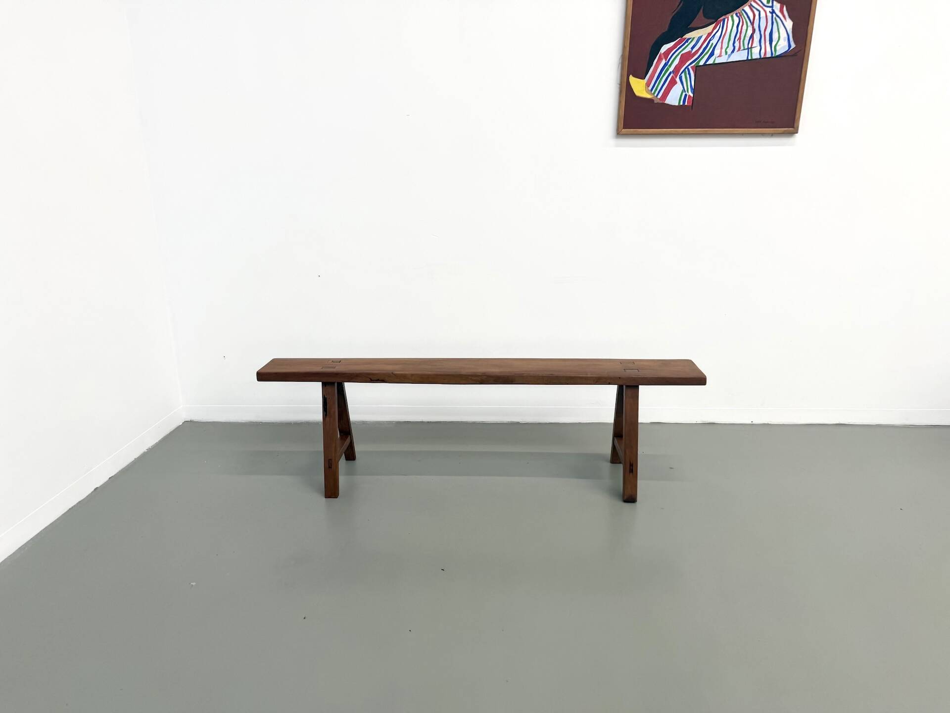 Restored solid walnut bench — 1950s