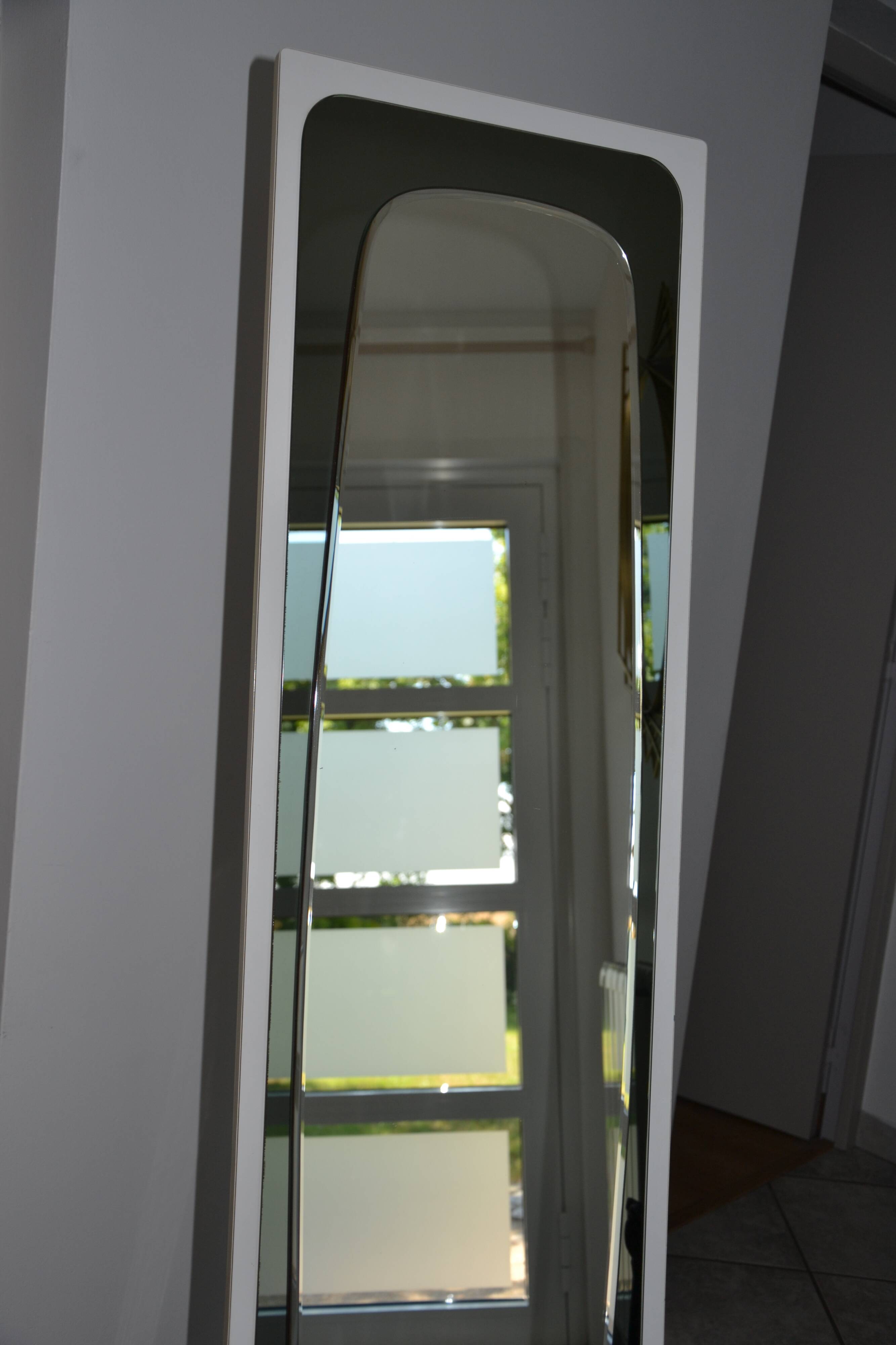 Double-sided psyche mirror white/smoked 1970s