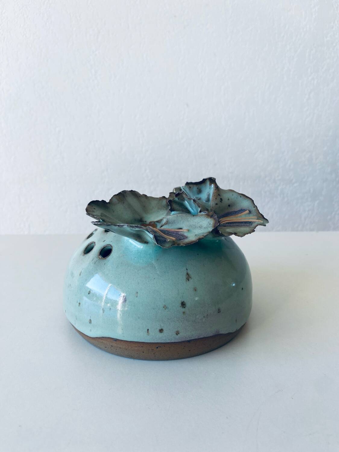 Signed stoneware flower vase