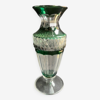 Overlay cut crystal vase signed Val Saint Lambert 1970s