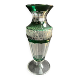 Overlay cut crystal vase signed Val Saint Lambert 1970s