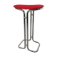 Tabouret de bar 1970 chrome et tissu rouge