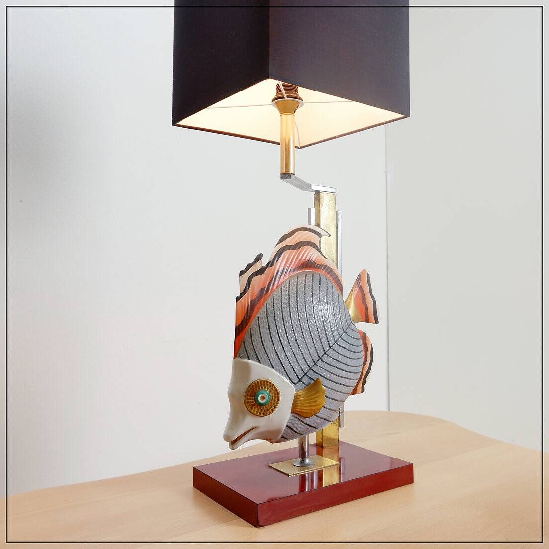 Giulia Mangani for Oggetti Porcelain Sculpture of Fish table Lamp