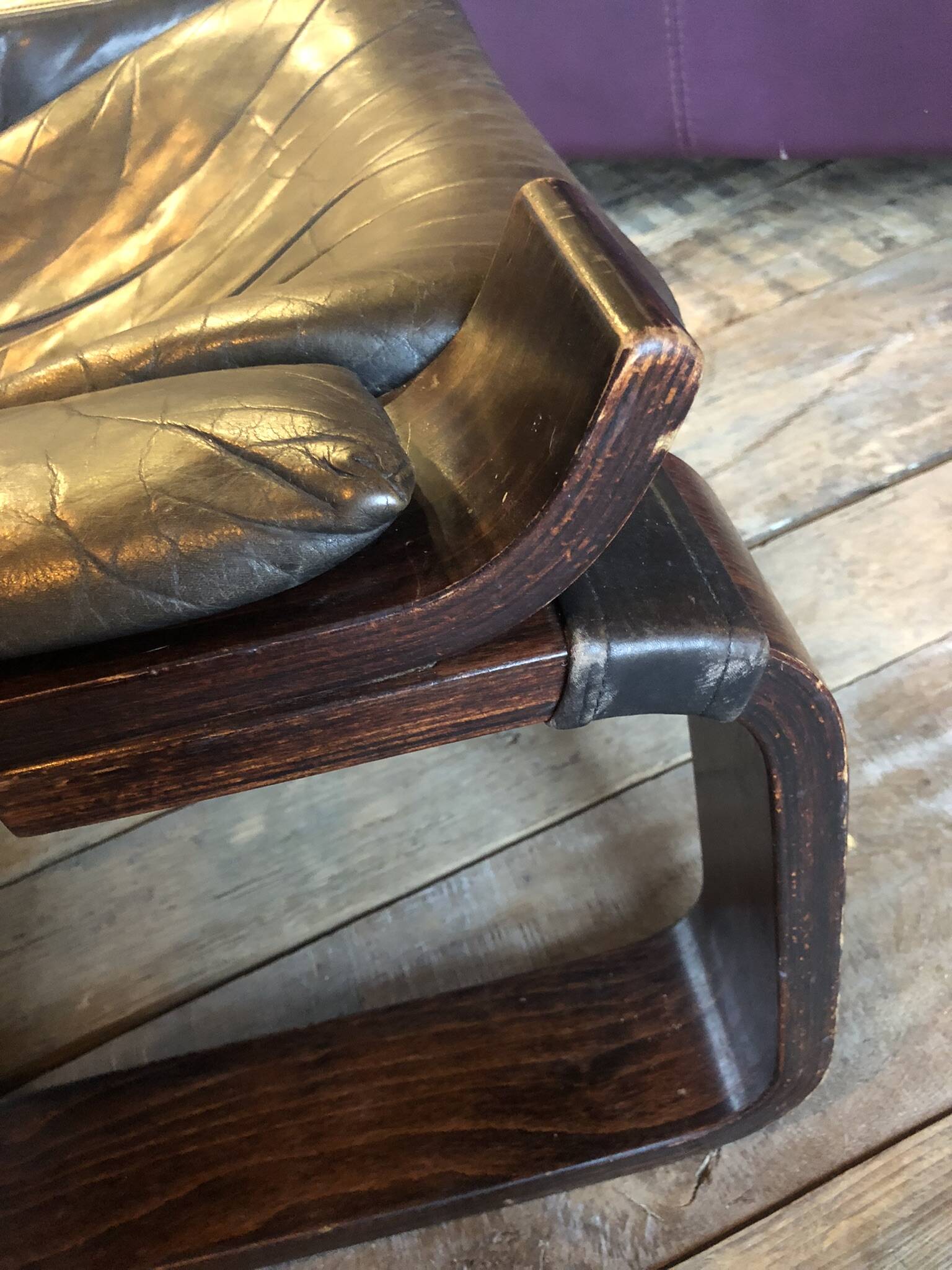 "Kroken" armchair in leather by Ake Fribytter for Nelo Möbel Sweden 1970